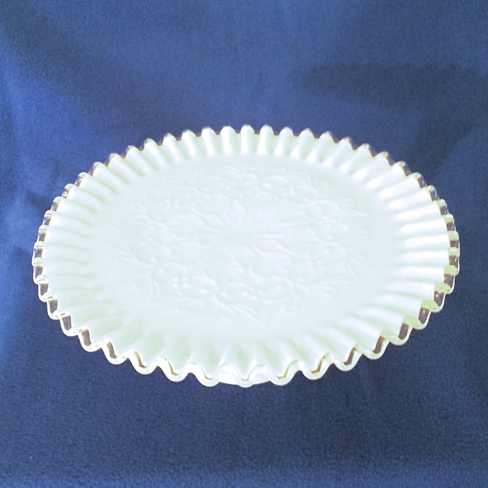 VTG Fenton Silver Crest Spanish Lace Cake Plate